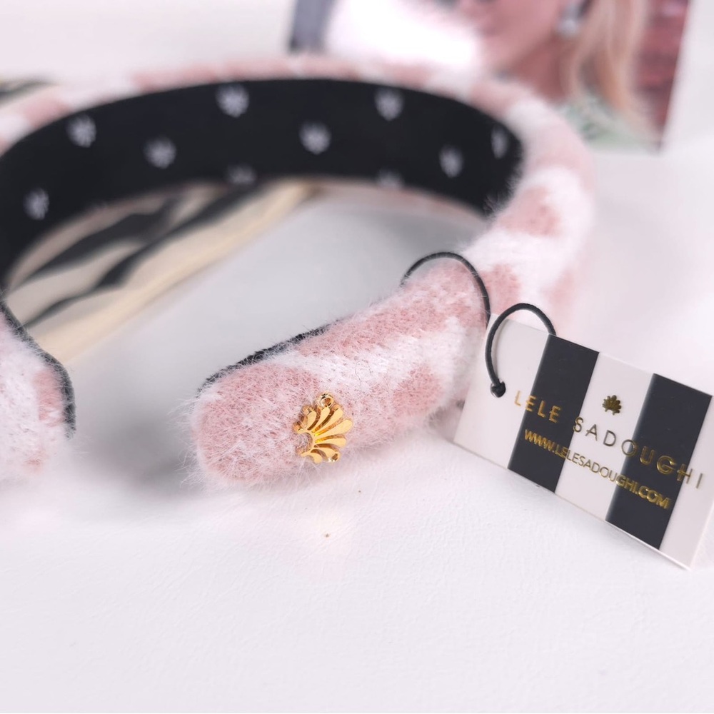 Lele Sadoughi New Leopard‎ Knit Alice Headband in Pink LSHA1214PL - Picture 9 of 16